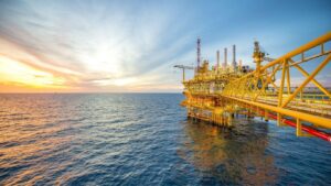 An offshore oil platform, illustrating the type of situation when someone may need to file an oil rig accident lawsuit.