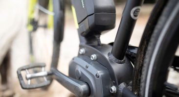 A close-up photo of the engine on an e-bike, illustrating a piece that may malfunction and cause an e-bike accident injury.