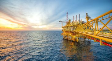An offshore oil platform, illustrating the type of situation when someone may need to file an oil rig accident lawsuit.