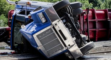 Due to their high center of gravity, semi-trucks can roll over easily.