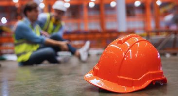 An injured construction worker on a job site illustrates workers' compensation vs. personal injury options.